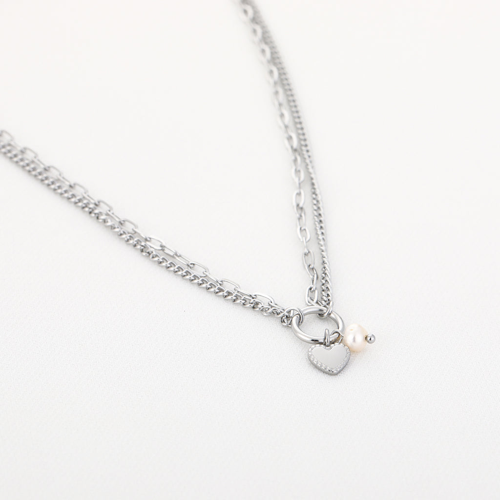 Parel hart ketting
