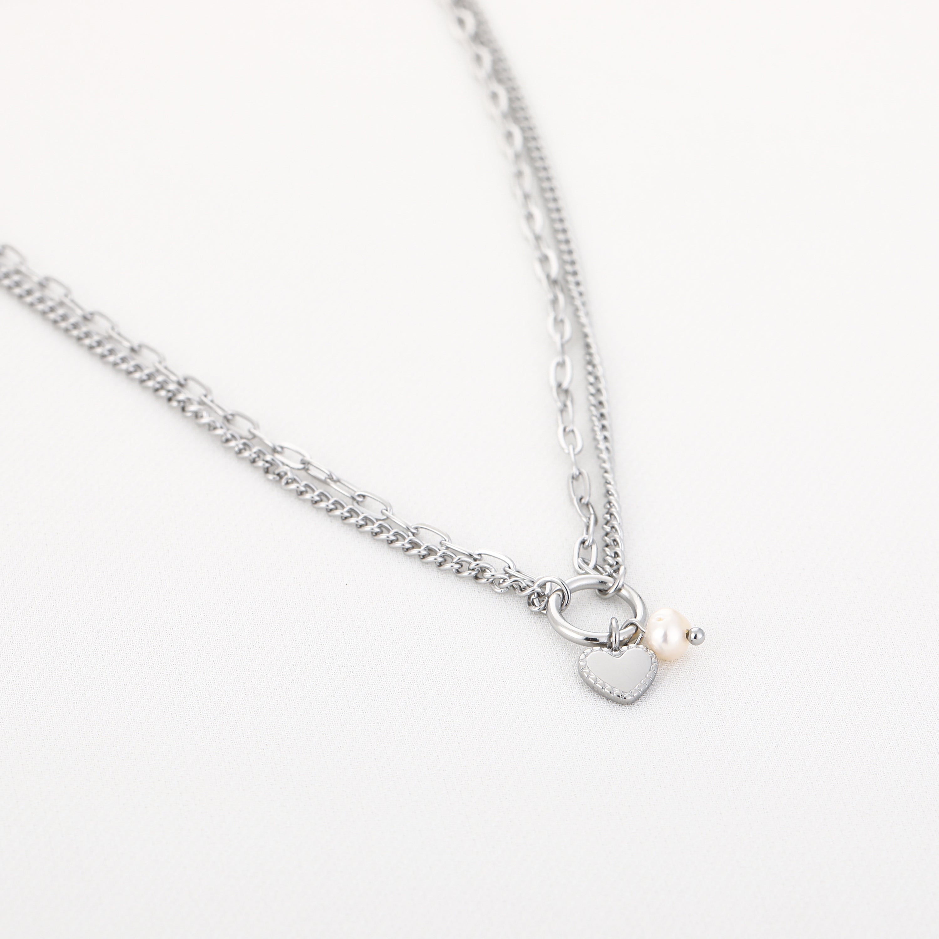 Parel hart ketting