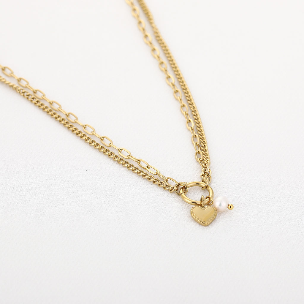 Parel hart ketting